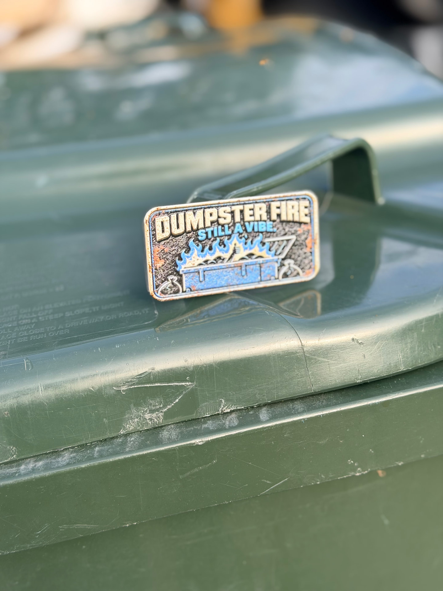 Dumpster Fire trail badge detail 2