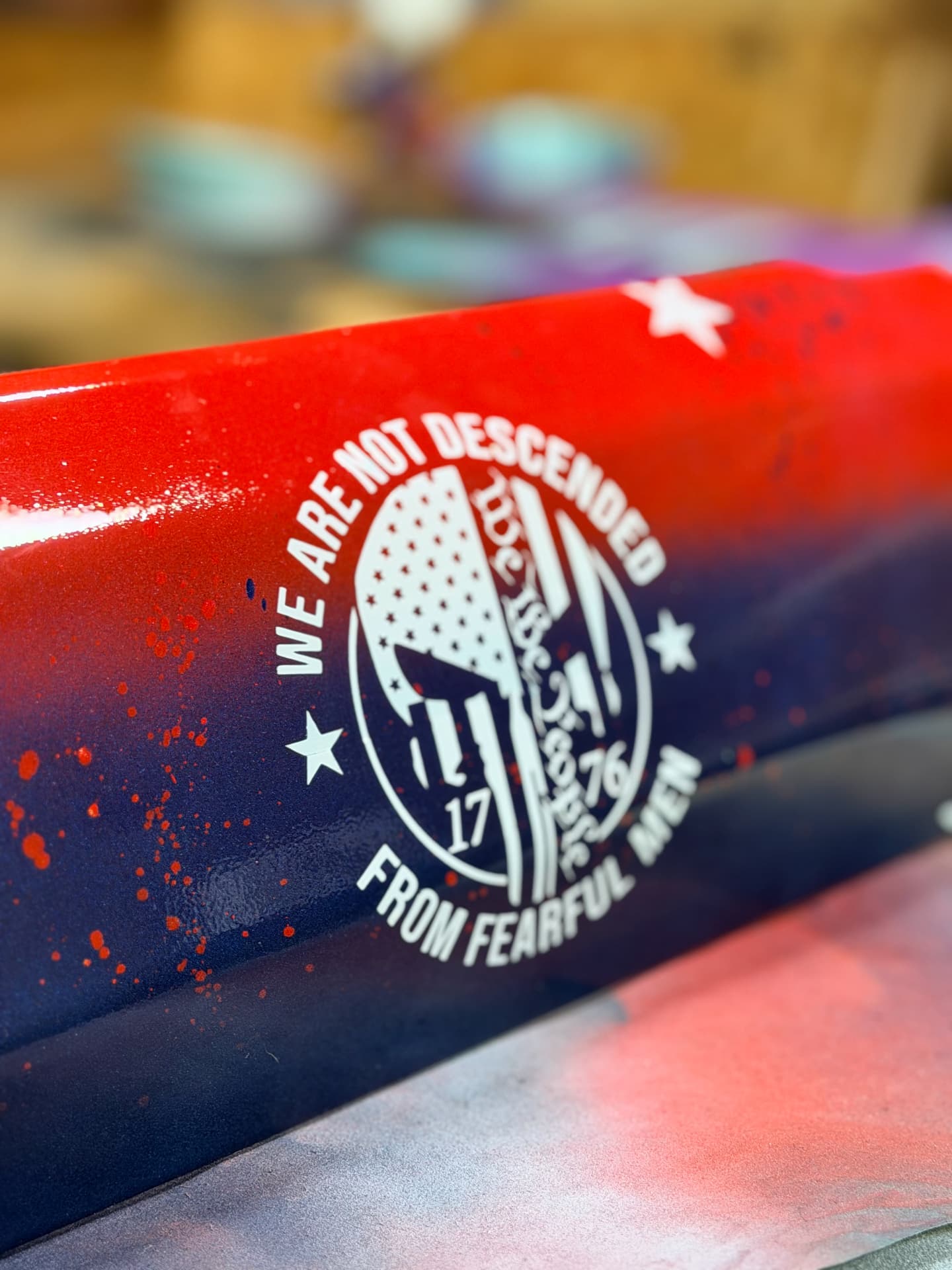 Close-up of the We Are Not Descended From Fearful Men seal