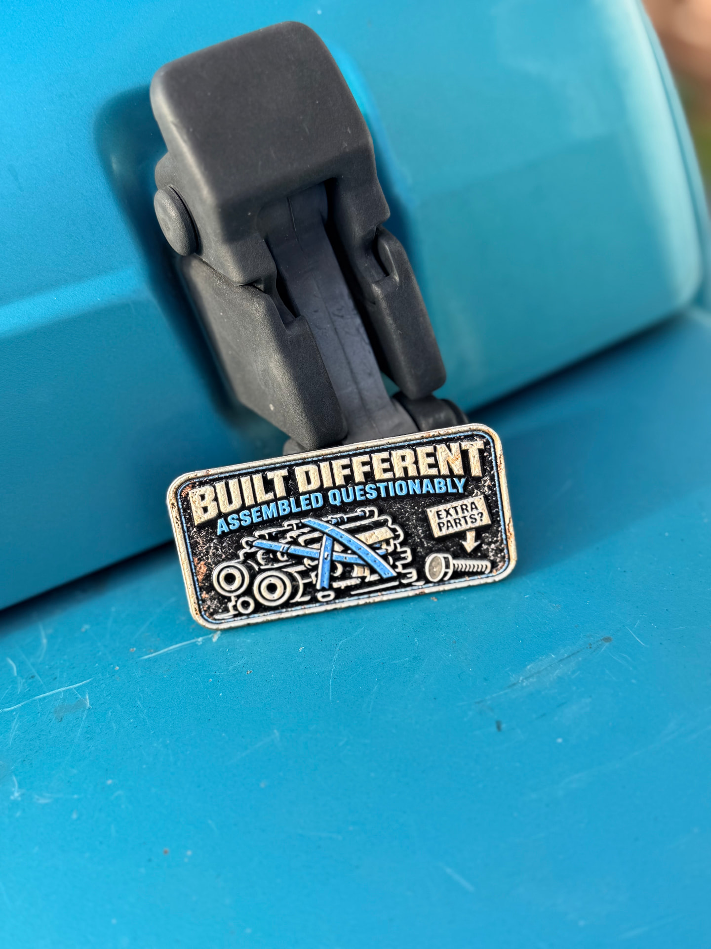 Built Different trail badge detail 2