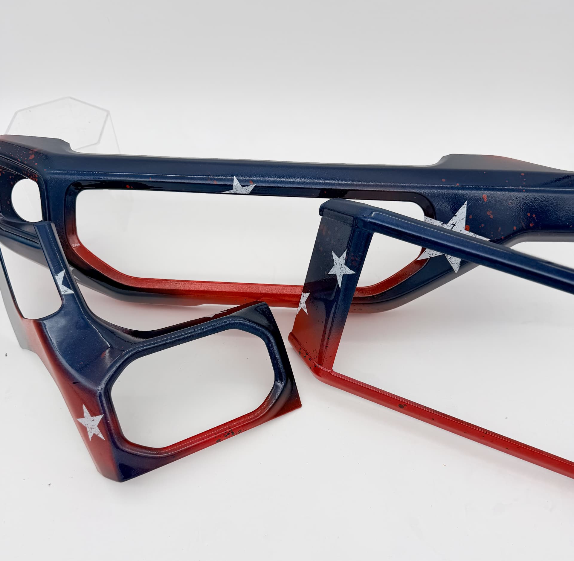 Screen cover and radio control cover in red, white and blue fade