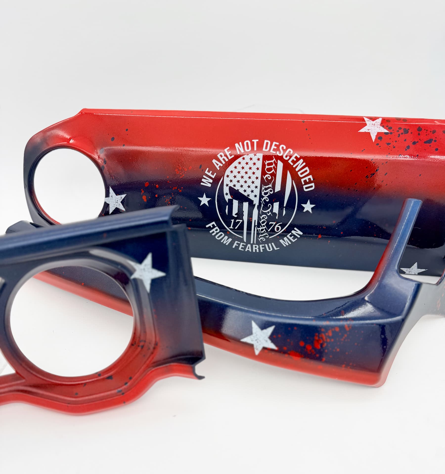 Fearful Men 1776 seal on the red-to-navy main dash panel